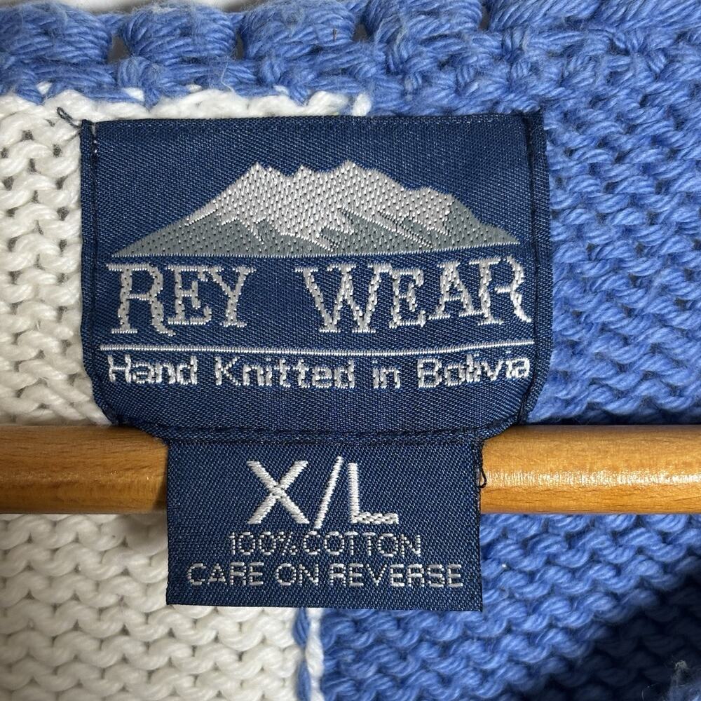 Vintage Rey Wear Sweater Hand Knit Spring Cardigan Sweater Size XL Cotton - Picture 6 of 7